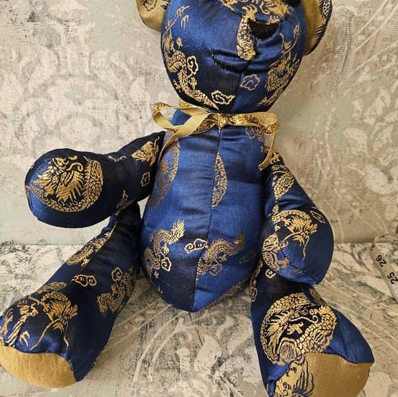 Vintage Asian Handcrafted Chinese Embroidered Silk Teddy Bear Plush - Picture 6 of 14